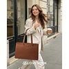 image:imageLOVEVOOK Laptop Tote Bag for Women 156 Inch Waterproof Leather Computer Bags Business Office Work Briefcase Black  Fits 156 Inch Laptop Waterproof Front Pocket Shoulder Strap Large Purse for Business Office Work BlackSuede Brown