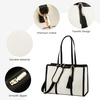image:imageLOVEVOOK Laptop Tote Bag for WomenCanvas Work Bag Waterproof Business Teacher BagLarge Computer Handbag Purse BriefcaseOffice Gifts for WomenBeige  Black