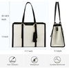 image:imageLOVEVOOK Laptop Tote Bag for WomenCanvas Work Bag Waterproof Business Teacher BagLarge Computer Handbag Purse BriefcaseOffice Gifts for WomenBeige  Black