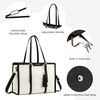 image:imageLOVEVOOK Laptop Tote Bag for WomenCanvas Work Bag Waterproof Business Teacher BagLarge Computer Handbag Purse BriefcaseOffice Gifts for WomenBeige  Black