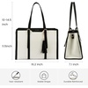 image:imageLOVEVOOK Laptop Tote Bag for WomenCanvas Work Bag Waterproof Business Teacher BagLarge Computer Handbag Purse BriefcaseOffice Gifts for WomenBeige  Black