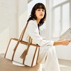 image:imageLOVEVOOK Laptop Tote Bag for WomenCanvas Work Bag Waterproof Business Teacher BagLarge Computer Handbag Purse BriefcaseOffice Gifts for WomenBeige