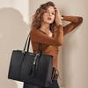 image:imageLOVEVOOK Laptop Tote Bag for WomenCanvas Work Bag Waterproof Business Teacher BagLarge Computer Handbag Purse BriefcaseOffice Gifts for WomenBlack  Leather