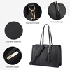 image:imageLOVEVOOK Laptop Tote Bag for WomenCanvas Work Bag Waterproof Business Teacher BagLarge Computer Handbag Purse BriefcaseOffice Gifts for WomenBlack  Leather