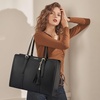 image:imageLOVEVOOK Laptop Tote Bag for WomenCanvas Work Bag Waterproof Business Teacher BagLarge Computer Handbag Purse BriefcaseOffice Gifts for WomenBlack  Leather