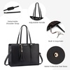 image:imageLOVEVOOK Laptop Tote Bag for WomenCanvas Work Bag Waterproof Business Teacher BagLarge Computer Handbag Purse BriefcaseOffice Gifts for WomenBlack  Leather