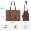 image:imageLOVEVOOK Laptop Tote Bag for WomenCanvas Work Bag Waterproof Business Teacher BagLarge Computer Handbag Purse BriefcaseOffice Gifts for WomenBrown
