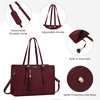 image:imageLOVEVOOK Laptop Tote Bag for WomenCanvas Work Bag Waterproof Business Teacher BagLarge Computer Handbag Purse BriefcaseOffice Gifts for WomenClaret