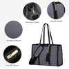 image:imageLOVEVOOK Laptop Tote Bag for WomenCanvas Work Bag Waterproof Business Teacher BagLarge Computer Handbag Purse BriefcaseOffice Gifts for WomenIron Blue Greyblack