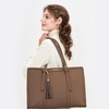 image:imageLOVEVOOK Laptop Tote Bag for WomenCanvas Work Bag Waterproof Business Teacher BagLarge Computer Handbag Purse BriefcaseOffice Gifts for WomenKhaki