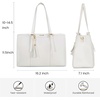 image:imageLOVEVOOK Laptop Tote Bag for WomenCanvas Work Bag Waterproof Business Teacher BagLarge Computer Handbag Purse BriefcaseOffice Gifts for WomenWhite