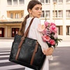 image:imageLOVEVOOK Laptop Tote Bag for WomenLeather Work Computer Briefcase Bag  Large Cup Holder156 Inch Work ToteProfessional BriefcaseTeacher Commuter Shoulder BagOfficeTravelGiftBlack With Brown