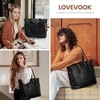 image:imageLOVEVOOK Laptop Tote Bag for WomenLeather Work Computer Briefcase Bag  Large Cup Holder156 Inch Work ToteProfessional BriefcaseTeacher Commuter Shoulder BagOfficeTravelGiftRetro Black
