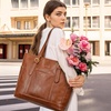 image:imageLOVEVOOK Laptop Tote Bag for WomenLeather Work Computer Briefcase Bag  Large Cup Holder156 Inch Work ToteProfessional BriefcaseTeacher Commuter Shoulder BagOfficeTravelGiftRetro Brown