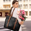image:imageLOVEVOOK Laptop Tote Bag for WomenLeather Work Computer Briefcase Bag  Large Cup Holder156 Inch Work ToteProfessional BriefcaseTeacher Commuter Shoulder BagOfficeTravelGiftBlack With Brown