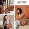 image:imageLOVEVOOK Laptop Tote Bag for WomenLeather Work Computer Briefcase Bag  Large Cup Holder156 Inch Work ToteProfessional BriefcaseTeacher Commuter Shoulder BagOfficeTravelGiftRetro Brown