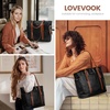 image:imageLOVEVOOK Laptop Tote Bag for WomenLeather Work Computer Briefcase Bag  Large Cup Holder156 Inch Work ToteProfessional BriefcaseTeacher Commuter Shoulder BagOfficeTravelGiftBlack With Brown