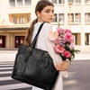 image:imageLOVEVOOK Laptop Tote Bag for WomenLeather Work Computer Briefcase Bag  Large Cup Holder156 Inch Work ToteProfessional BriefcaseTeacher Commuter Shoulder BagOfficeTravelGiftRetro Black