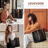 image:imageLOVEVOOK Laptop Tote Bag for WomenLeather Work Computer Briefcase Bag  Large Cup Holder156 Inch Work ToteProfessional BriefcaseTeacher Commuter Shoulder BagOfficeTravelGiftBlack With Brown
