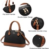 image:imageLOVEVOOK Purse for Women Crossbody Dome Satchel Handbag with Double ZipBlackBrown