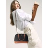image:imageLOVEVOOK Purse for Women Crossbody Dome Satchel Handbag with Double ZipBlackBrown