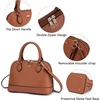 image:imageLOVEVOOK Purse for Women Crossbody Dome Satchel Handbag with Double ZipBrown