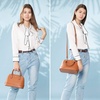 image:imageLOVEVOOK Purse for Women Crossbody Dome Satchel Handbag with Double ZipBrown
