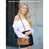 image:imageLOVEVOOK Purse for Women Crossbody Dome Satchel Handbag with Double ZipBrown Flower With Cherry Keychain