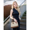 image:imageLOVEVOOK Purse for Women Crossbody Dome Satchel Handbag with Double ZipCanvasJacquard Brown