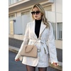image:imageLOVEVOOK Purse for Women Crossbody Dome Satchel Handbag with Double ZipWovenApricot