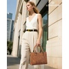 image:imageLOVEVOOK Purse for Women Vintage Leather Shoulder Handbag Small Ladies Satchel Tote Purse Top Handle Crossbody Bag for WorkBrownembossed