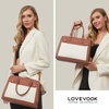 image:imageLOVEVOOK Purses and Handbags for Women Tote Shoulder Bag Satchel Purse and PU Leather Top Handle for ladiesBrownwhite