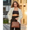 image:imageLOVEVOOK Purses and Handbags for Women VintageStyle Leather Top Handle Shoulder Bag Satchel Tote Crossbody Purse for LadiesBrown