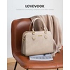 image:imageLOVEVOOK Purses and Handbags for Women VintageStyle Leather Top Handle Shoulder Bag Satchel Tote Crossbody Purse for LadiesTaupe
