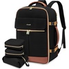 image:imageLOVEVOOK Travel Backpack for Women TSA Carry On Backpack Flight Approved Luggage 40L Water Resistant Personal Item Daypack Large Weekender Bag fit 17 inch Laptop with 3 Cubes BeigeblackbrownBlackbrown
