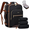 image:imageLOVEVOOK 40L Travel Backpack Flight Approved Carry on Backpack3 Packing CubesWaterproof Personal Item Travel BagTSA Carry on Luggage Suitcase Travel EssentialsGifts for Women amp Menfits 17 LaptopBlackleopard Print