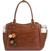 image:imageLOVEVOOK Laptop Bag for Women Vintage Work Tote Teacher Bag with Pendant  Fits 156 Inch Laptop Magnetic Front Pockets fits for Large Bottle Pockets Flower Pendant Fashion Work PurseBrown