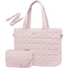 image:imageLOVEVOOK Laptop Tote Bag for Women 156 Inch Large Puffer Work Tote Computer Bags Quilted Womens Shoulder Purse Bag with Zipper Teacher Office Handbag for Travel College Business Gifts BlackLight Pink