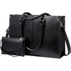 image:imageLOVEVOOK Laptop Tote Bag for Women 156 Inch Professional Work Bag with Matching Clutch Waterproof Vintage Leather Computer Tote for Office Business Travel amp Daily Use Gift for WomenBlack