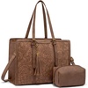 image:imageLOVEVOOK Laptop Tote Bag for WomenCanvas Work Bag Waterproof Business Teacher BagLarge Computer Handbag Purse BriefcaseOffice Gifts for WomenLight Maroon Embossed