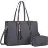 image:imageLOVEVOOK Laptop Tote Bag for WomenCanvas Work Bag Waterproof Business Teacher BagLarge Computer Handbag Purse BriefcaseOffice Gifts for WomenMidnight Grey