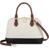 image:imageLOVEVOOK Purse for Women Crossbody Dome Satchel Handbag with Double ZipBlackBeigeBrown