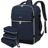 image:imageLOVEVOOK Travel Backpack for Women TSA Carry On Backpack Flight Approved Luggage 40L Water Resistant Personal Item Daypack Large Weekender Bag fit 17 inch Laptop with 3 Cubes BeigeblackbrownDark Blue