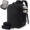 image:imageLOVEVOOK Travel Backpack for Women amp Men Carry On Backpack with Cup Holder Personal Item Travel Bag Flight Approved with Padded Laptop Compartment Weekender Daypack With 2 Cubes 173 Inch BlackBlack