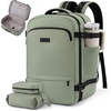 image:imageLOVEVOOK Travel Backpack for Women amp Men Carry On Backpack with Cup Holder Personal Item Travel Bag Flight Approved with Padded Laptop Compartment Weekender Daypack With 2 Cubes 173 Inch BlackOlive Greenblack