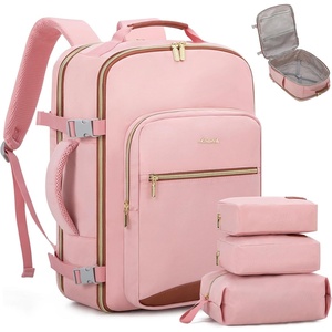 image:imageLOVEVOOK 40L Travel Backpack Flight Approved Carry on Backpack3 Packing CubesWaterproof Personal Item Travel BagTSA Carry on Luggage Suitcase Travel EssentialsGifts for Women amp Menfits 17 LaptopPinkbrown