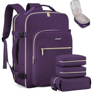 image:imageLOVEVOOK 40L Travel Backpack Flight Approved Carry on Backpack3 Packing CubesWaterproof Personal Item Travel BagTSA Carry on Luggage Suitcase Travel EssentialsGifts for Women amp Menfits 17 LaptopDark Purple