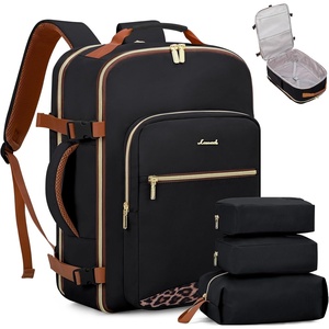 image:imageLOVEVOOK 40L Travel Backpack Flight Approved Carry on Backpack3 Packing CubesWaterproof Personal Item Travel BagTSA Carry on Luggage Suitcase Travel EssentialsGifts for Women amp Menfits 17 LaptopBlackleopard Print