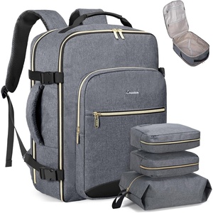image:imageLOVEVOOK 40L Travel Backpack Flight Approved Carry on Backpack3 Packing CubesWaterproof Personal Item Travel BagTSA Carry on Luggage Suitcase Travel EssentialsGifts for Women amp Menfits 17 LaptopGrayblack