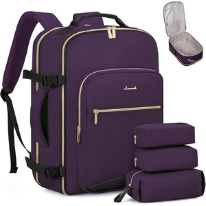 image:imageLOVEVOOK 40L Travel Backpack Flight Approved Carry on Backpack3 Packing CubesWaterproof Personal Item Travel BagTSA Carry on Luggage Suitcase Travel EssentialsGifts for Women amp Menfits 17 LaptopDark Purpleblack2
